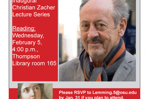 Flyer of Billy Collins. Reading: Wednesday, February 5, 4:00pm, Thompson Library room 165