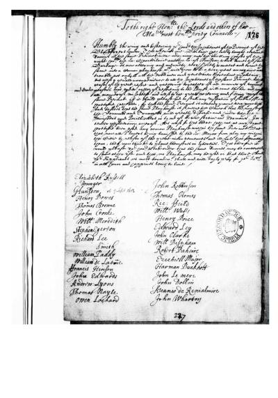 Handwritten Petition of Elizabeth Dowager and others to the Council. Nov. 1596