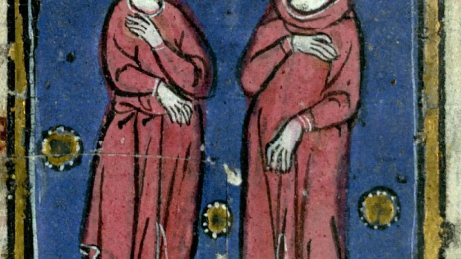 people in red outfits