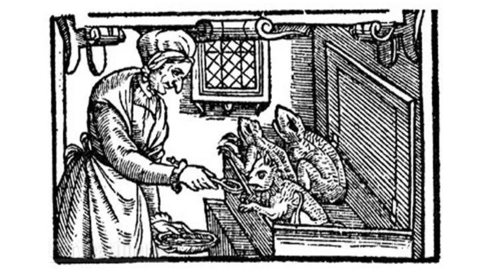 witch and her familiar cooking
