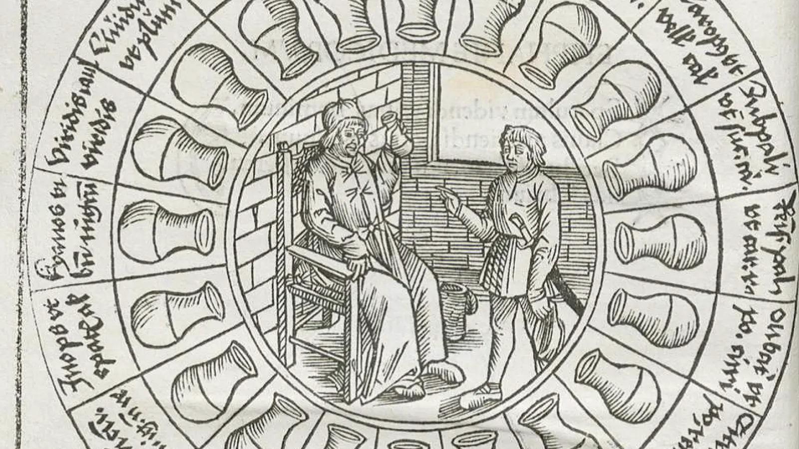 Circular image of two people negotiating food access