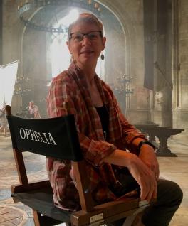 Lisa Klein sits on the set of Ophelia