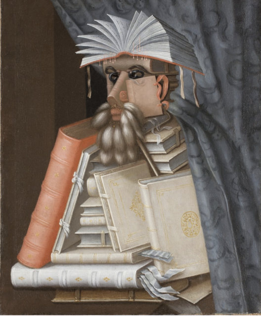 An AI generated Image of a knight made out of books