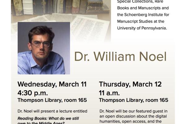 Flyer for William Noel Lecture and Discussion