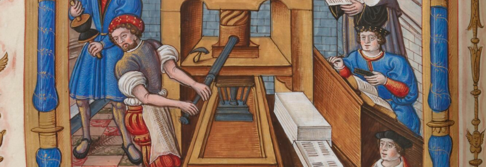 Manuscript image of a printing press